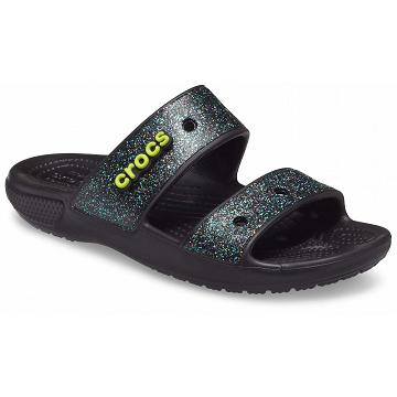 Crocs Classic Glitter Women's Sandals Black | Australia 0562HAPK